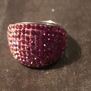 STERLING SILVER PINK PAVE STONE RING.. sz 6 new!